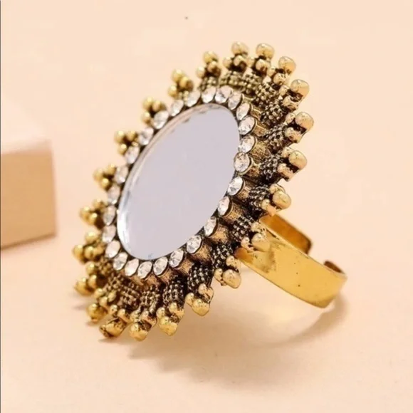 💋 Round mirror 🪞 statement ring - Picture 2 of 5